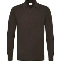 Profuomo polo lange mouw bruin v-hals