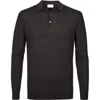 Profuomo polo lange mouw bruin gemeleerd 100% wol