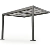 Juskys Aluminium Terrasoverkapping Jakarta - 3 x 3 m - Grijs - Schuifdak