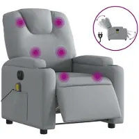 vidaXL Massagestoel elektrisch verstelbaar stof lichtgrijs