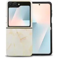 Selencia Vivid Backcover voor de Samsung Galaxy Z Flip 7 - Golden Beige Marble