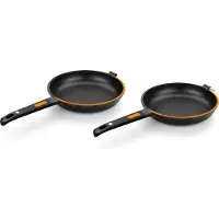BRA Efficient A271464, Ronde koekenpan, zwart, oranje, Teflon Platinum Plus, 5,5 mm, geschikt voor gas en inductie
