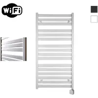 Sanicare Carini Moda elektrische Wifi radiator 120x60cm mat wit met thermostaat zilver rechtsonder