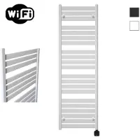 Sanicare Carini Moda elektrische Wifi radiator 160x60cm mat wit met thermostaat zwart rechtsonder