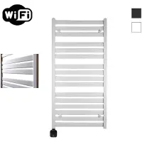 Sanicare Electrische wifi radiator hvp carini moda 120x60 cm mat wit met thermostaat zwart linksonder