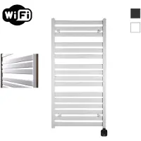 Sanicare Carini Moda elektrische Wifi radiator 120x60cm mat wit met thermostaat zwart rechtsonder