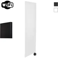 Sanicare Carini Denso elektrische Wifi radiator 180x40cm mat wit met thermostaat zwart rechtsonder