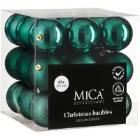 Mica Decorations Kerstballen Set - 27 Stuks - Ø8 cm - Onbreekbaar - Petrol