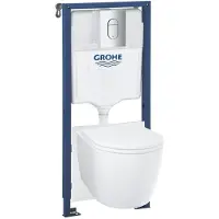GROHE Bau toiletset diepspoel - rimless - Rapid SL inbouwreservoir - softclose toiletzitting - bedieningsplaat chroom 103849sh00