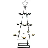 Mica Decorations Kaarsenhouder Ster Boom - L46 x B45 x H102cm - Metaal - Zwart