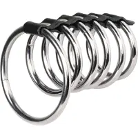 Rimba - Balzak- En 5 Penisringen Van Metaal Met Leren bandje - Diameter 55 En 40 mm
