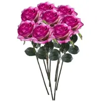 Emerald Kunstbloemen roos - 8x - rozen - Simone - fuchsia - 45 cm - decoratie bloemen