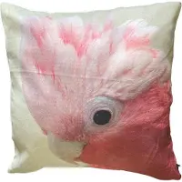 Unique living - 4 stuks - kussenhoes - sierkussenhoes - papegaai - kaketoe - roze - wit - grijs - 45 x 45 cm - rits - vogel