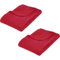 Atmosphera Polar Fleece deken of plaid - 2x - rood - 125 x 150 cm - polyester - Bankdeken - Fleece plaid