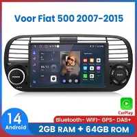 AWESAFE Autoradio - Geschikt Voor Fiat 500 2007 t/m 2015 - 2GB+64GB - Draadloos Carplay Android Auto - GPS RDS Bluetooth - Navigatie - Zwart