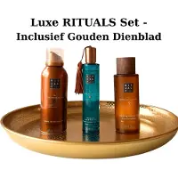 RITUALS - Geschenkset - Hammam - Massage Oil 100 ml + Hair & Body Mist 50 ml + Body Lotion Mousse 150 ml + Gouden Dienblad - Cadeau Set - Producten