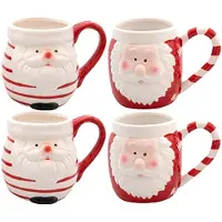 Svenska Living Kerst mok - kerstman - 8 x 11 cm - keramiek - 400 ml - beker - koffiemok/theemok