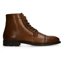 Manfield Cognac leren veterboots | Maat 42
