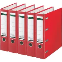 Leitz Dubbelmap 1012, 2 x A5, rugbreedte 75 mm, precisiehefboommechanisme, vak voor rugetiket, vingergat, polypropyleen, rood, 5 st.