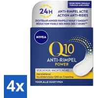 Nivea 4 x - Nachtcrème - Q10 POWER Anti-Rimpel - Voor alle huidtypen - Met Q10 & Creatine - 50 ml - Q10 - Anti-rimpel Crème - Nachtcrème - Rimpels Verminderen - Fijne Lijntjes