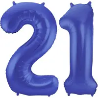 Folat Verjaardag Leeftijd folieballon - 21 jaar - blauw - 86 cm - cijferballon groot