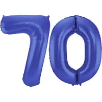 Folat Verjaardag Leeftijd folieballon - 70 jaar - blauw - 86 cm - cijferballon groot