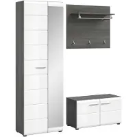 Furnilux Salsa garderobekastcombinatie wit hoogglans MDF TZ rookzilver NB - 37x155x192cm