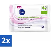 Nivea 2 x - Reinigingsdoekjes - Verzachtend - Droge Huid - Verwijdert Waterbestendige Make-up - 25 Doekjes - Reinigingsdoekjes - Gezichtsreiniger - Droge Huid - Gevoelige Huid - Make-up Remover