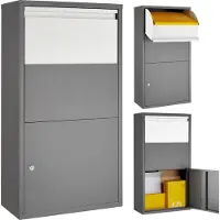 TecTake Pakketbox - Grote Brievenbus met Slot - 44 x 22 x 82 cm - Met slot voor Pakketten en Brieven - Massief, Wandmontage - Geschikt voor Contactloze Bezorging