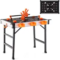 Costway Werktafel inklapbaar, werkbank met 2 snelklemmen, 4 klemhaken, 3 gereedschapskisten en metalen frame, werktafel tot 454 kg belastbaar, gereedschapstafel voor garage, werkplaats
