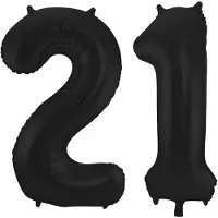 Folat Verjaardag Leeftijd folieballon - 21 jaar - zwart - 86 cm - cijferballon groot