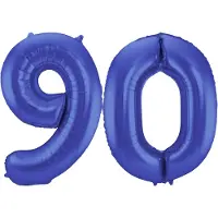 Folat Verjaardag Leeftijd folieballon - 90 jaar - blauw - 86 cm - cijferballon groot