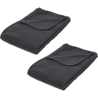 Atmosphera Polar Fleece deken of plaid - 2x - antraciet - 125 x 150 cm - polyester - Bankdeken - Fleece plaid