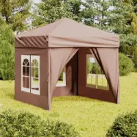 The Living Store De Living Store partytent, inklapbaar met zijwanden, in de kleur taupe, afmetingen 2x2 meter