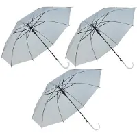Malatec Paraplu - 3x - transparant - PVC/ijzer - D93 x H72 cm - automatisch - opvouwbaar