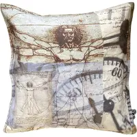 Unique living - 6 stuks - kussenhoes - sierkussenhoes - Leonardo Da Vinci - 45 x 45 cm - rits - klassiek - linnen achterzijde