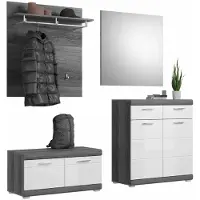 Furnilux Scout garderobekastcombinatie wit hoogglans MDF TZ rookzilver NB - 40x195x197cm