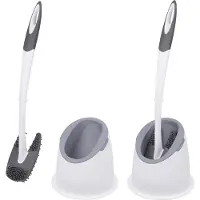 Bümag Buemag Toiletborstel - grijs met wit - met houder - rubber - 41 cm - Toiletborstels