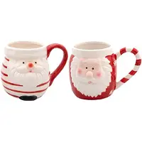 Svenska Living Kerst mok - kerstman - 8 x 11 cm - keramiek - 400 ml - beker - koffiemok/theemok