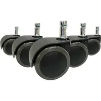 Hjh OFFICE 5x ROLO EASY 11mm/50mm Harde bodem - Bureaustoelwielen Zwart
