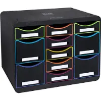 Exacompta Store-Box Multi Black Office Zwart/Harlekijn, 11 open lades (7 plat/4 hoog), geruisloos, 25 jaar garantie