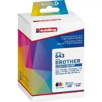 Edding Tintenkartridges 18-643, compatibel met Brother LC3213, zwart/cyaan/magenta/geel, 4 stuks