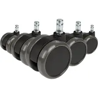 Hjh OFFICE 5x ROLO 11mm/65mm Harde bodem - Bureaustoelwielen Zwart