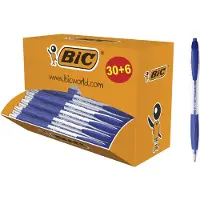 BIC Atlantis Balpen Classic Met comfortabele grip - medium punt (1.0 mm) - Blauw - Doos 30 + 6 gratis