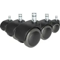 Hjh OFFICE 5x ROLO FREE 11mm/50mm Harde bodem - Bureaustoelwielen Zwart