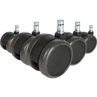 Hjh OFFICE 5x ROLO FREE 11mm/65mm Harde bodem - Bureaustoelwielen Zwart