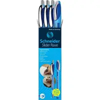 Schneider Schreibgeräte SLIDER Rave + Memo 132574 Balpen Blauw Extra breed Balpen Navulbaar 3 Stuks