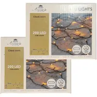Anna's Collection 2x kerstverlichting led ivy - 200 leds - 1500 cm- warm wit - dimmer - 50cm aanloopsnoer
