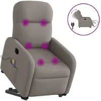 vidaXL Sta-op-massagestoel elektrisch verstelbaar stof taupe