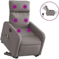 vidaXL Sta-op-massagestoel elektrisch verstelbaar stof taupe
